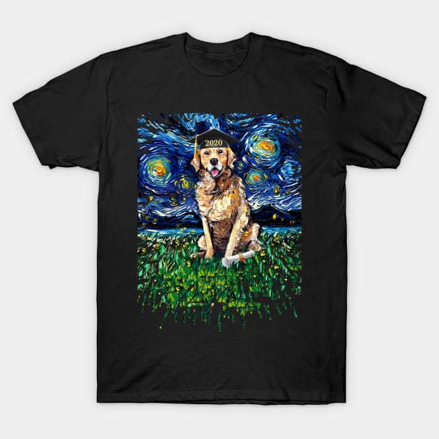 Golden Retriever Night 2020 Graduation splash version T-Shirt by sagittariusgallery